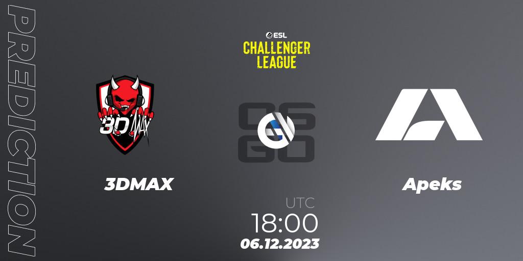 3DMAX vs Apeks: Match Prediction. 06.12.2023 at 18:00, Counter-Strike (CS2), ESL Challenger League Season 46: Europe
