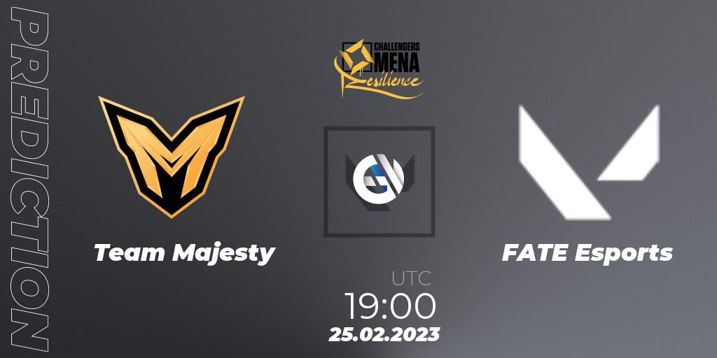 Team Majesty vs FATE Esports: Match Prediction. 25.02.2023 at 19:00, VALORANT, VALORANT Challengers 2023 MENA: Resilience Split 1 - Levant and North Africa