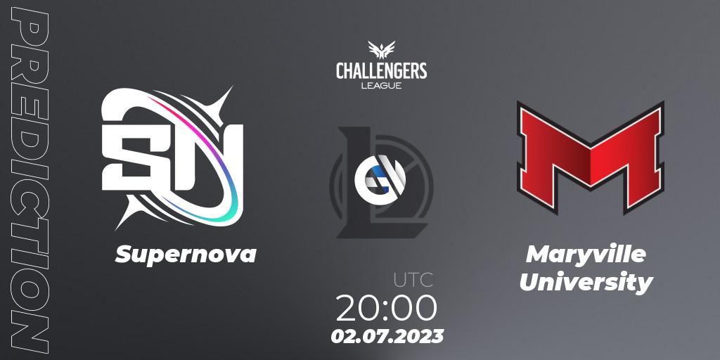 Supernova vs Maryville University: Match Prediction. 18.06.2023 at 00:00, LoL, North American Challengers League 2023 Summer - Group Stage
