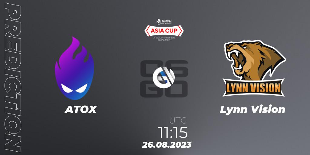ATOX vs Lynn Vision: Match Prediction. 26.08.2023 at 11:15, Counter-Strike (CS2), 5E Arena Asia Cup Fall 2023