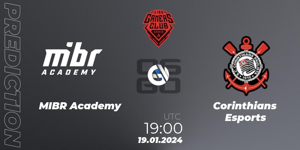 MIBR Academy vs Corinthians Esports: Match Prediction. 19.01.2024 at 19:00, Counter-Strike (CS2), Gamers Club Liga Série A: January 2024