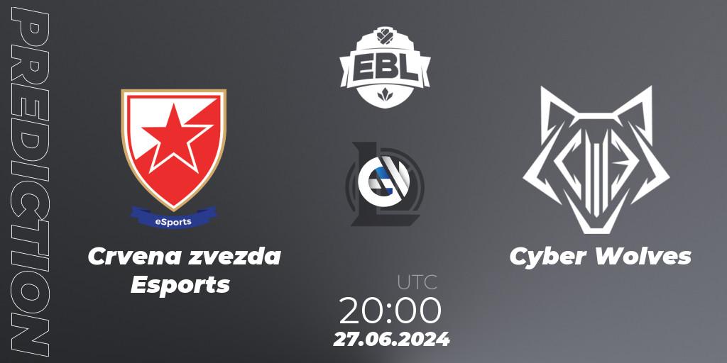 Crvena zvezda Esports vs Cyber Wolves: Match Prediction. 27.06.2024 at 20:00, LoL, Esports Balkan League Season 15