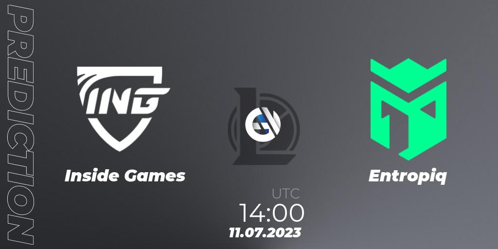 Inside Games vs Entropiq: Match Prediction. 16.06.2023 at 17:00, LoL, Hitpoint Masters Summer 2023 - Group Stage