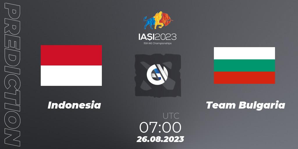 Indonesia vs Team Bulgaria: Match Prediction. 26.08.2023 at 13:35, Dota 2, IESF World Championship 2023