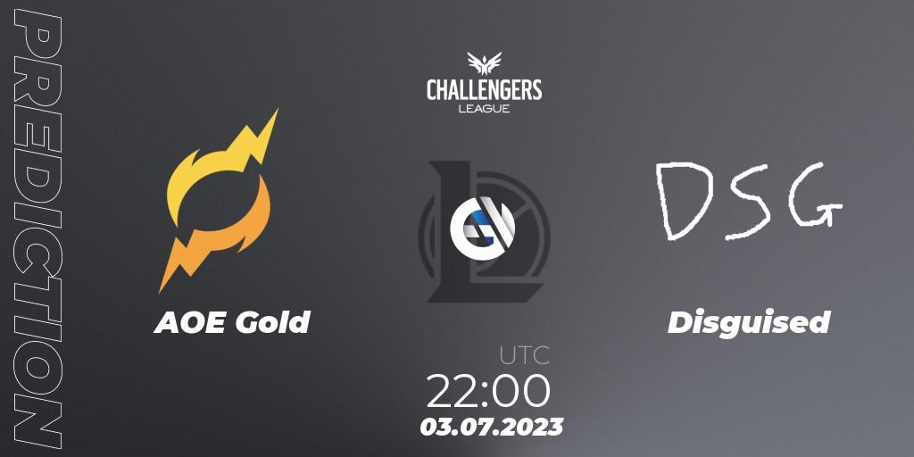 AOE Gold vs Disguised: Match Prediction. 03.07.2023 at 22:00, LoL, North American Challengers League 2023 Summer - Group Stage