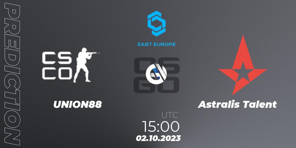 UNION88 vs Astralis Talent: Match Prediction. 02.10.23, CS2 (CS:GO), CCT East Europe Series #3: Closed Qualifier