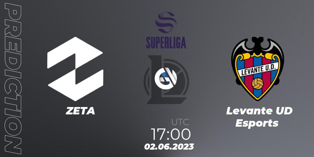 ZETA vs Levante UD Esports: Match Prediction. 02.06.2023 at 16:55, LoL, LVP Superliga 2nd Division 2023 Summer