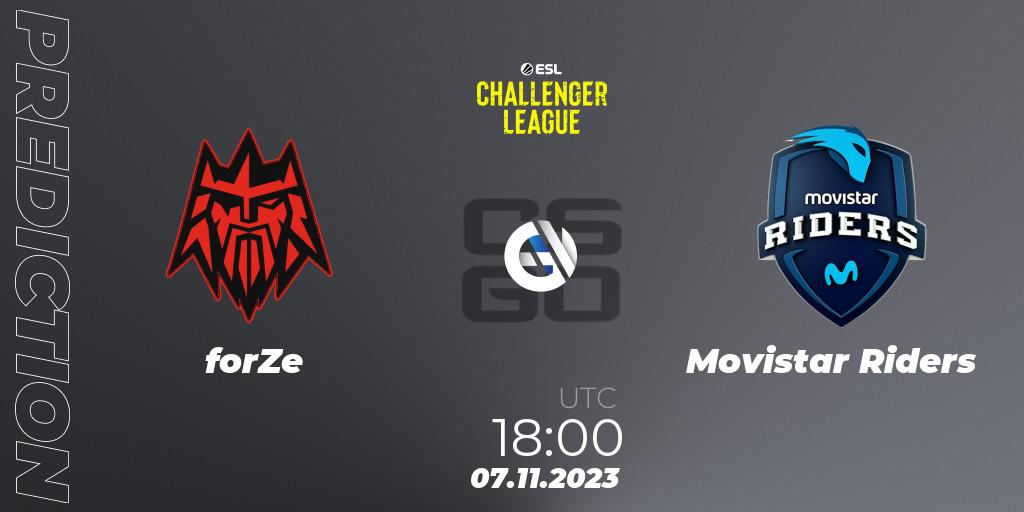 forZe vs Movistar Riders: Match Prediction. 07.11.2023 at 18:00, Counter-Strike (CS2), ESL Challenger League Season 46: Europe