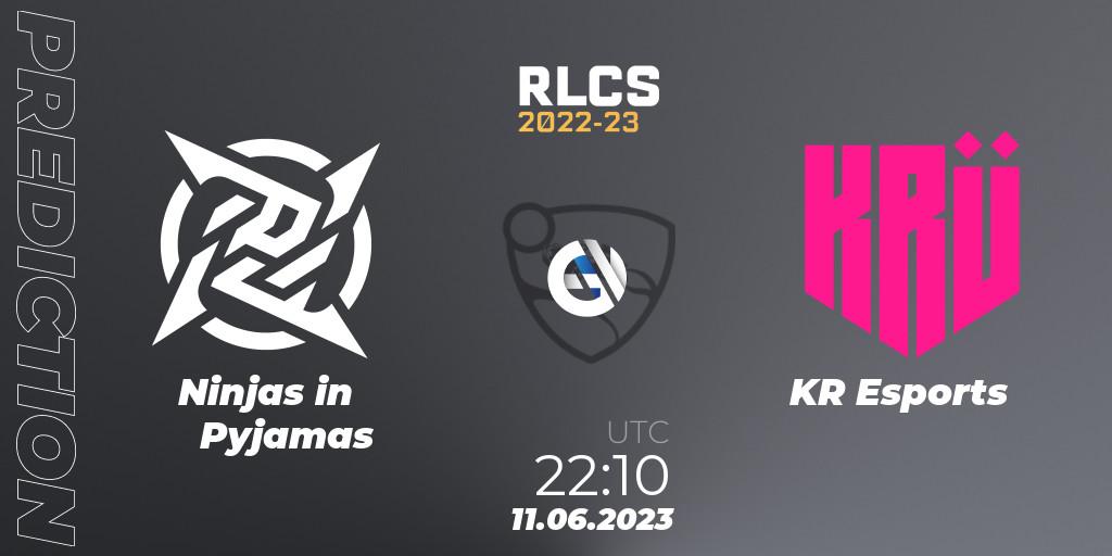 Ninjas in Pyjamas vs KRÜ Esports: Match Prediction. 11.06.23, Rocket League, RLCS 2022-23 - Spring: South America Regional 3 - Spring Invitational