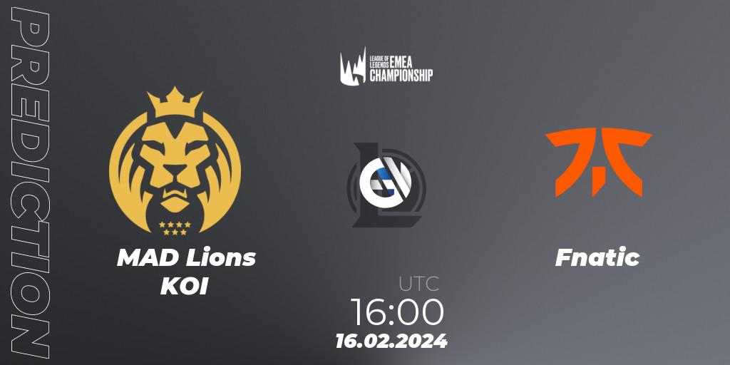 MAD Lions KOI vs Fnatic: Match Prediction. 16.02.24, LoL, LEC Winter 2024 - Playoffs