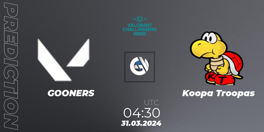 GOONERS vs Koopa Troopas: Match Prediction. 31.03.24, VALORANT, VALORANT Challengers 2024 Oceania: Split 1