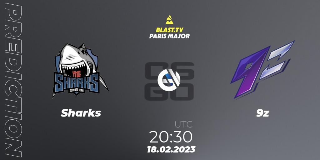 Sharks vs 9z: Match Prediction. 18.02.2023 at 20:30, Counter-Strike (CS2), BLAST.tv Paris Major 2023 South America RMR Closed Qualifier