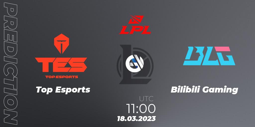 Top Esports vs Bilibili Gaming: Match Prediction. 18.03.2023 at 11:15, LoL, LPL Spring 2023 - Group Stage