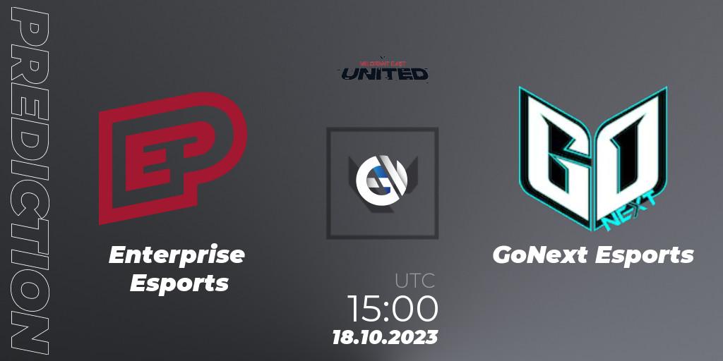 Enterprise Esports vs GoNext Esports: Match Prediction. 19.10.2023 at 16:30, VALORANT, VALORANT East: United: Season 2: Stage 3 - League