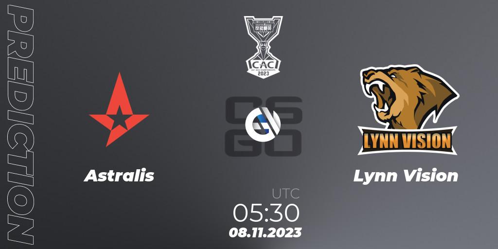 Astralis vs Lynn Vision: Match Prediction. 08.11.2023 at 06:35, Counter-Strike (CS2), CS Asia Championships 2023