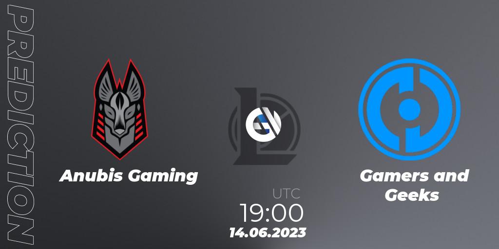 Anubis Gaming vs Gamers and Geeks: Match Prediction. 14.06.2023 at 19:00, LoL, Arabian League Summer 2023 - Group Stage