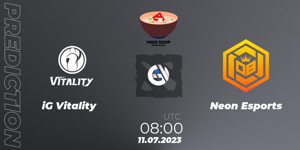 iG Vitality vs Neon Esports: Match Prediction. 11.07.23, Dota 2, Moon Studio Miso Soup