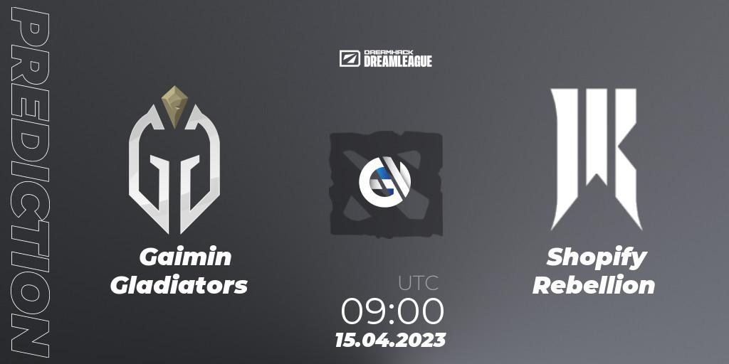 Gaimin Gladiators vs Shopify Rebellion: Match Prediction. 15.04.2023 at 08:55, Dota 2, DreamLeague Season 19 - Group Stage 2