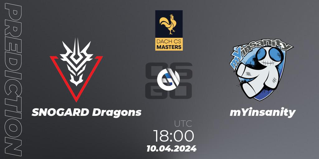 SNOGARD Dragons vs mYinsanity: Match Prediction. 10.04.2024 at 19:00, Counter-Strike (CS2), DACH CS Masters Season 1