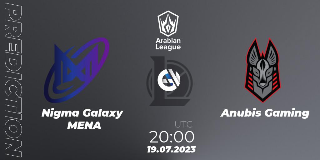 Nigma Galaxy MENA vs Anubis Gaming: Match Prediction. 19.07.2023 at 20:00, LoL, Arabian League Summer 2023 - Group Stage