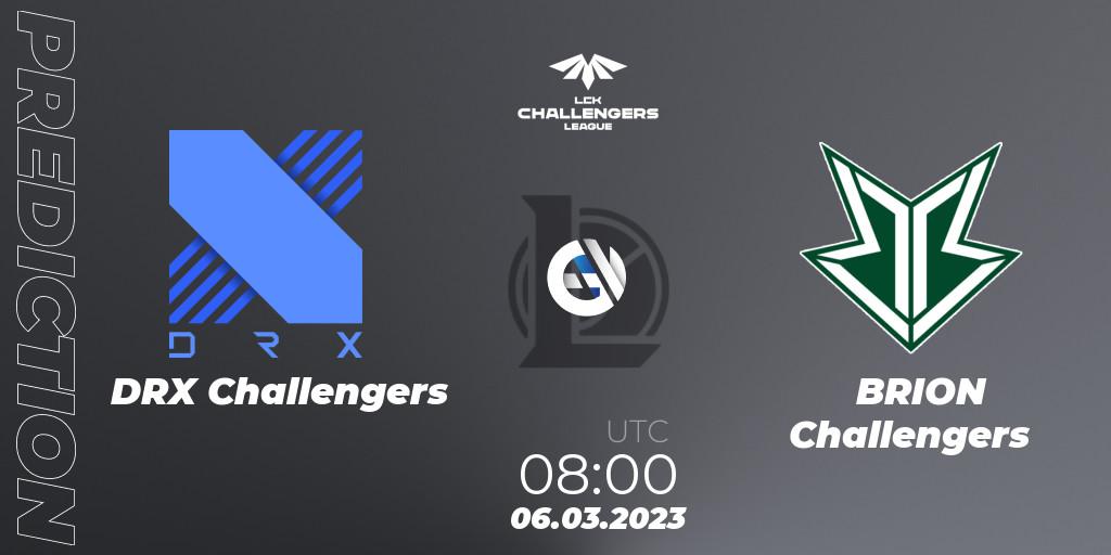 DRX Challengers vs Brion Esports Challengers: Match Prediction. 06.03.2023 at 07:20, LoL, LCK Challengers League 2023 Spring