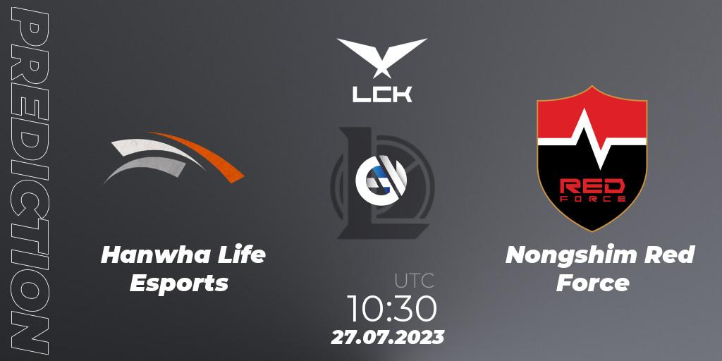 Hanwha Life Esports vs Nongshim Red Force: Match Prediction. 27.07.2023 at 11:30, LoL, LCK Summer 2023 Regular Season