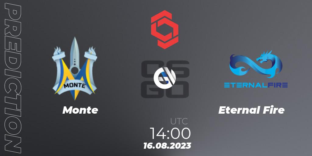 Monte vs Eternal Fire: Match Prediction. 16.08.2023 at 14:35, Counter-Strike (CS2), CCT Central Europe Series #7