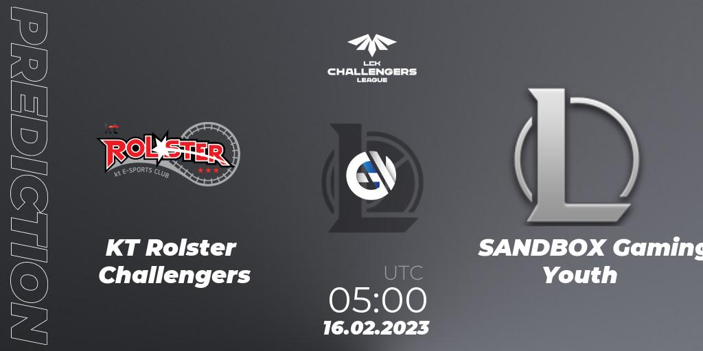 KT Rolster Challengers vs SANDBOX Gaming Youth: Match Prediction. 16.02.2023 at 05:00, LoL, LCK Challengers League 2023 Spring