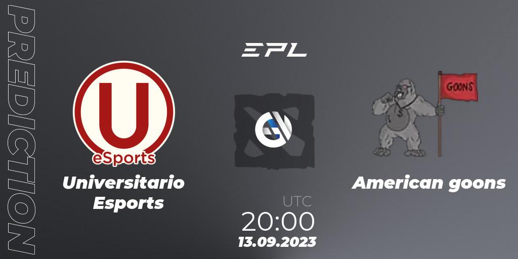 Universitario Esports vs American goons: Match Prediction. 13.09.23, Dota 2, EPL World Series: America Season 7