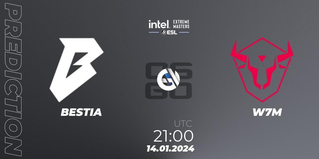 BESTIA vs W7M: Match Prediction. 14.01.2024 at 21:15, Counter-Strike (CS2), Intel Extreme Masters China 2024: South American Open Qualifier #1