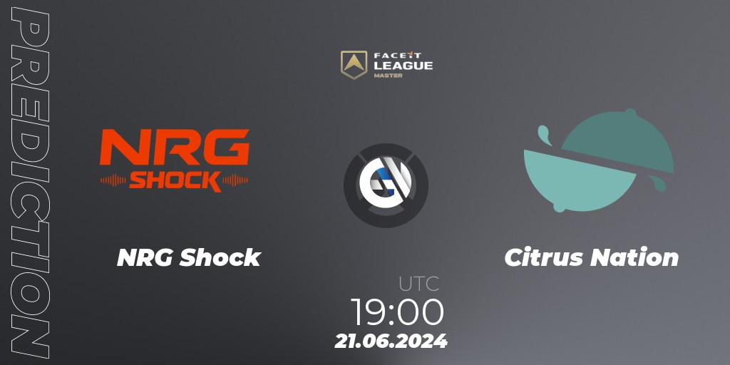 NRG Shock vs Citrus Nation: Match Prediction. 21.06.2024 at 20:00, Overwatch, FACEIT League Season 1 - NA Master Road to EWC