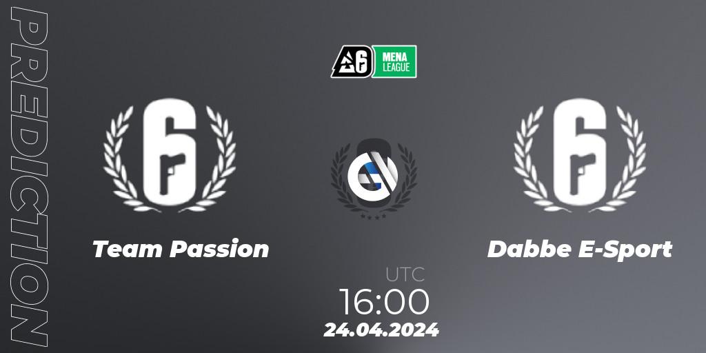 Team Passion vs Dabbe E-Sport: Match Prediction. 24.04.2024 at 16:00, Rainbow Six, MENA League 2024 - Stage 1