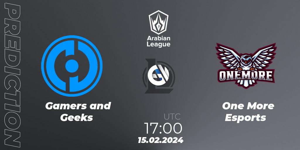 Gamers and Geeks vs One More Esports: Match Prediction. 15.02.24, LoL, Arabian League Spring 2024