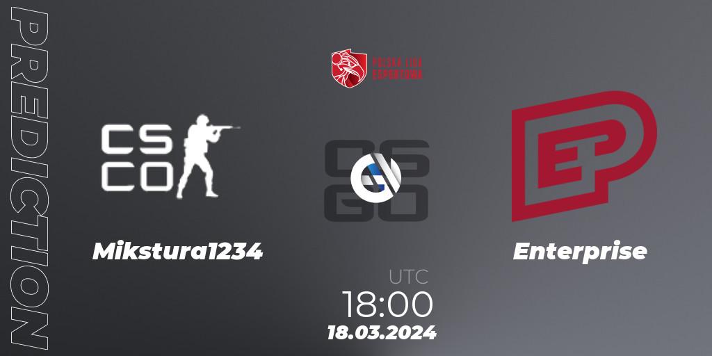 Mikstura1234 vs Enterprise: Match Prediction. 18.03.2024 at 18:00, Counter-Strike (CS2), Polska Liga Esportowa 2024: Split #1