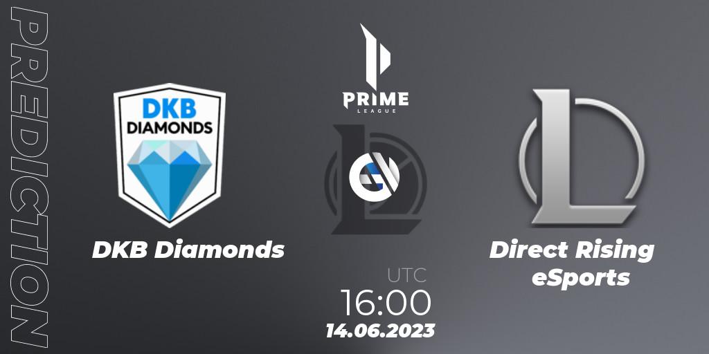 DKB Diamonds vs Direct Rising eSports: Match Prediction. 14.06.2023 at 16:00, LoL, Prime League 2nd Division Summer 2023