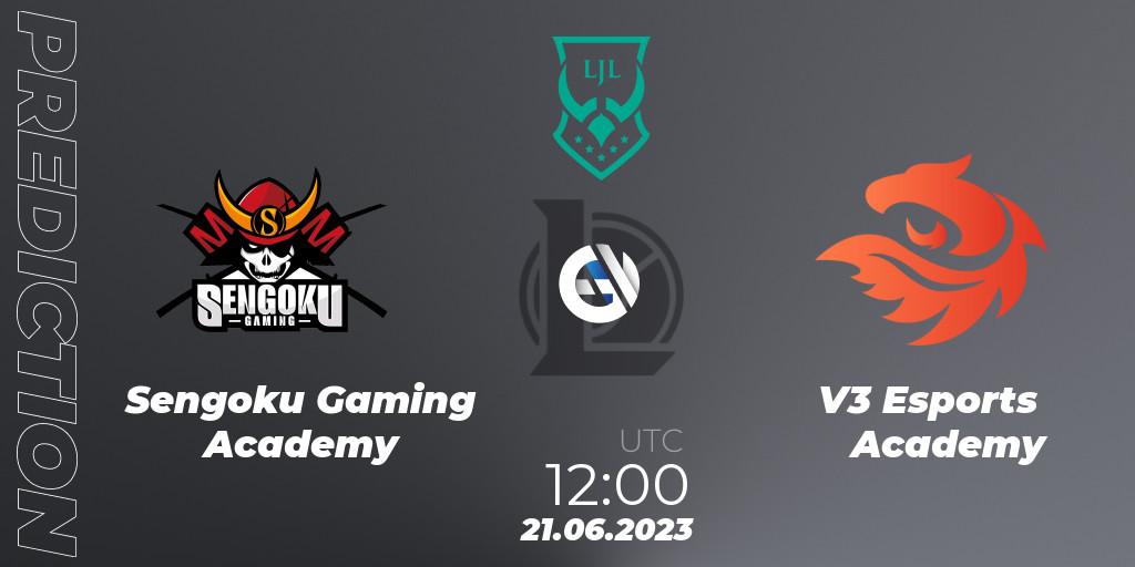 Sengoku Gaming Academy vs V3 Esports Academy: Match Prediction. 21.06.2023 at 12:00, LoL, LJL Academy 2023 - Group Stage