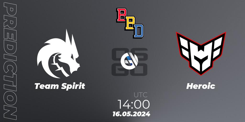 Team Spirit vs Heroic: Match Prediction. 16.05.2024 at 14:15, Counter-Strike (CS2), BetBoom Dacha Belgrade 2024