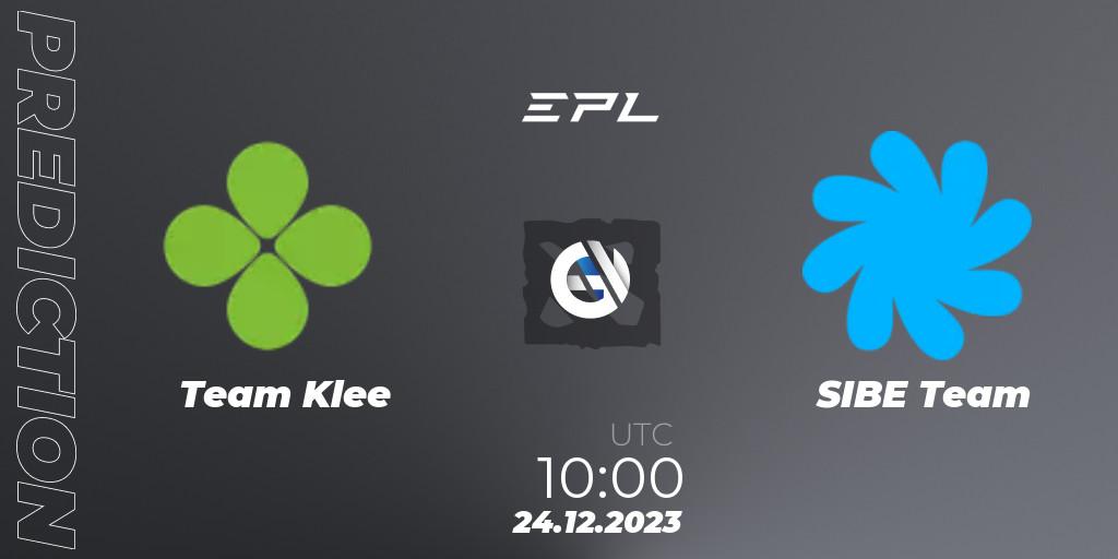 Team Klee vs SIBE Team: Match Prediction. 25.12.23, Dota 2, European Pro League Season 15