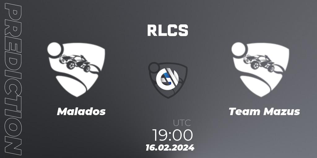 Malados vs Team Mazus: Match Prediction. 16.02.2024 at 19:00, Rocket League, RLCS 2024 - Major 1: SAM Open Qualifier 2