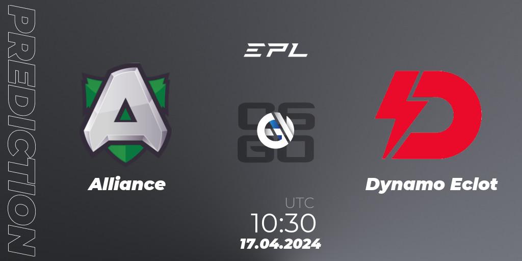Alliance vs Dynamo Eclot: Match Prediction. 17.04.2024 at 10:30, Counter-Strike (CS2), European Pro League Season 15