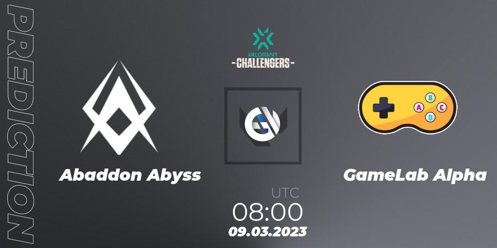 Abaddon Abyss vs GameLab Alpha: Match Prediction. 09.03.23, VALORANT, VALORANT Challengers 2023: Philippines Split 1