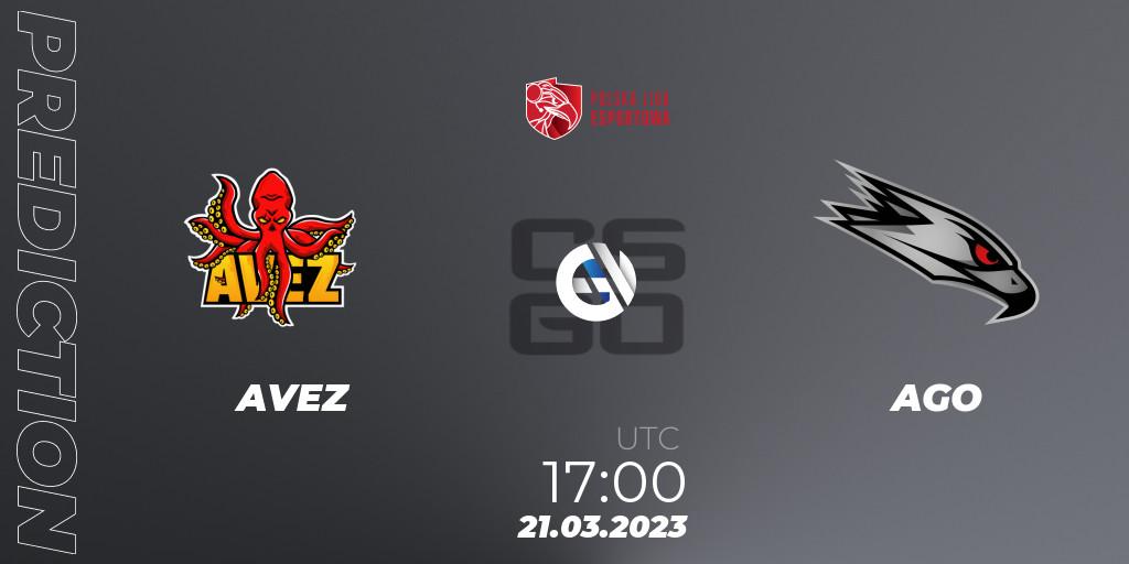 AVEZ vs AGO: Match Prediction. 21.03.2023 at 17:00, Counter-Strike (CS2), Polska Liga Esportowa 2023: Split #1