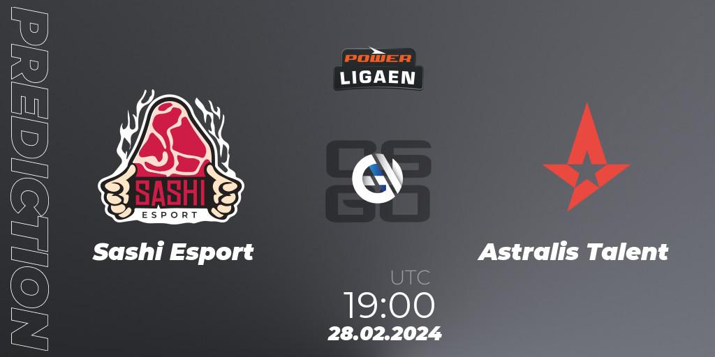 Sashi Esport vs Astralis Talent: Match Prediction. 28.02.2024 at 19:00, Counter-Strike (CS2), Dust2.dk Ligaen Season 25