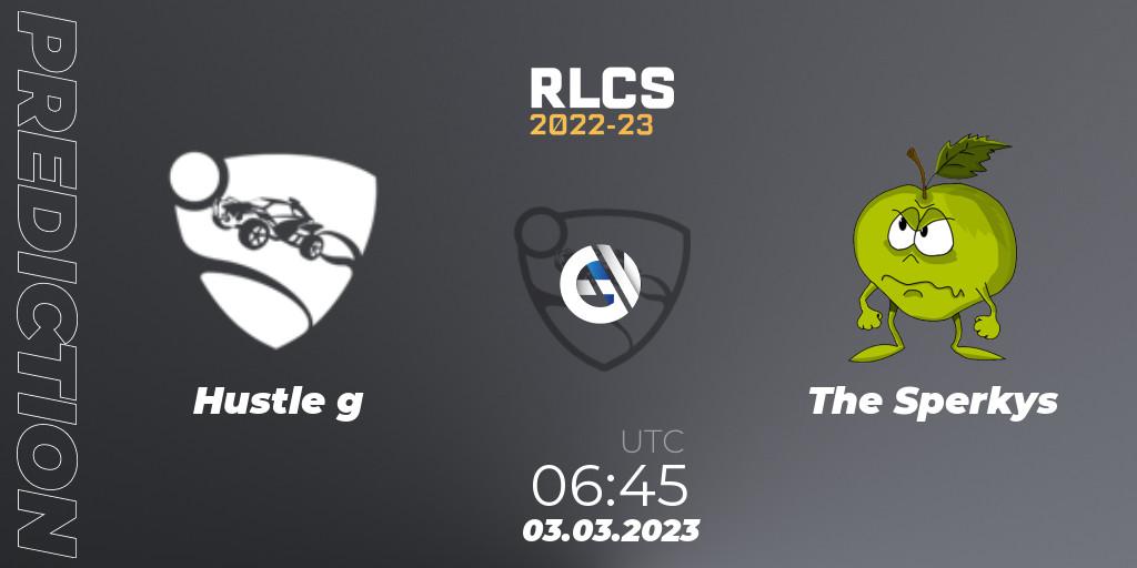 Hustle g vs The Sperkys: Match Prediction. 03.03.2023 at 06:45, Rocket League, RLCS 2022-23 - Winter: Oceania Regional 3 - Winter Invitational