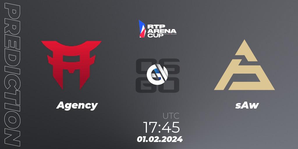 Agency vs sAw: Match Prediction. 01.02.2024 at 17:20, Counter-Strike (CS2), RTP Arena Cup 2024