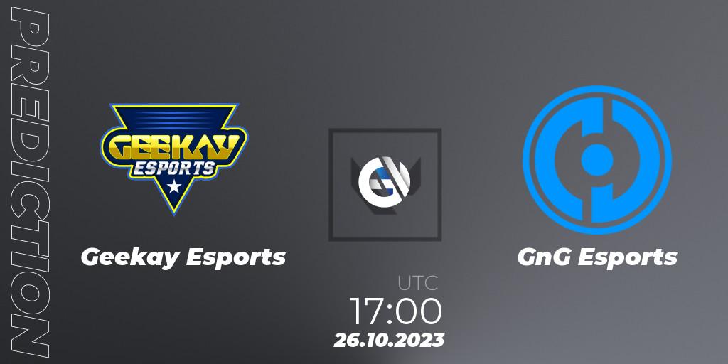 Geekay Esports vs GnG Esports: Match Prediction. 26.10.2023 at 19:00, VALORANT, Superdome 2023 Egypt - LE & NA Qualifier