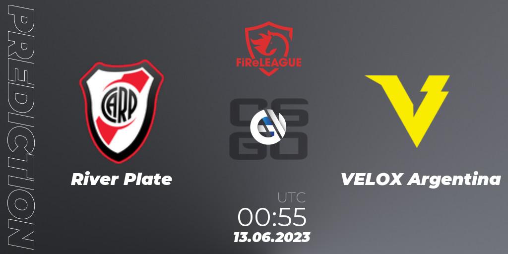 River Plate vs VELOX Argentina: Match Prediction. 13.06.2023 at 00:55, Counter-Strike (CS2), FiReLEAGUE Argentina 2023: Closed Qualifier
