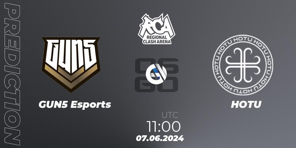 GUN5 Esports vs HOTU: Match Prediction. 07.06.2024 at 11:00, Counter-Strike (CS2), Regional Clash Arena CIS