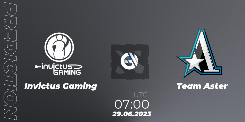 Invictus Gaming vs Team Aster: Match Prediction. 29.06.2023 at 07:14, Dota 2, Bali Major 2023 - Group Stage