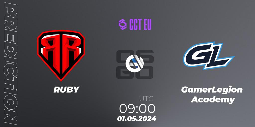 RUBY vs GamerLegion Academy: Match Prediction. 01.05.2024 at 09:00, Counter-Strike (CS2), CCT Season 2 Europe Series 2 